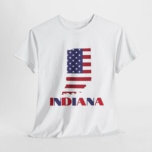 USA Flag Map Of Indiana Tshirt, Indiana Custom Tshirt